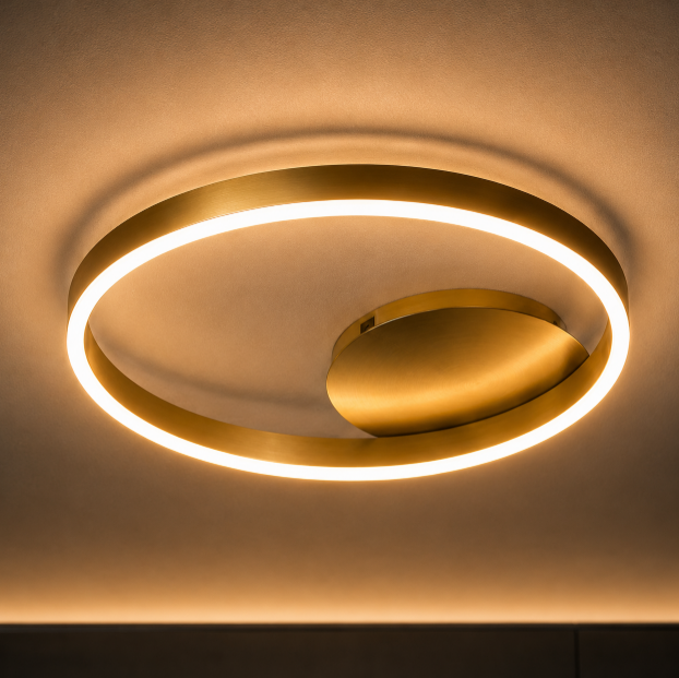 Modern LED Ring Ceiling Light – Gold Dimmable Flush Mount Chandelier Ceiling Lamp 1 Ring or 3 Ring
